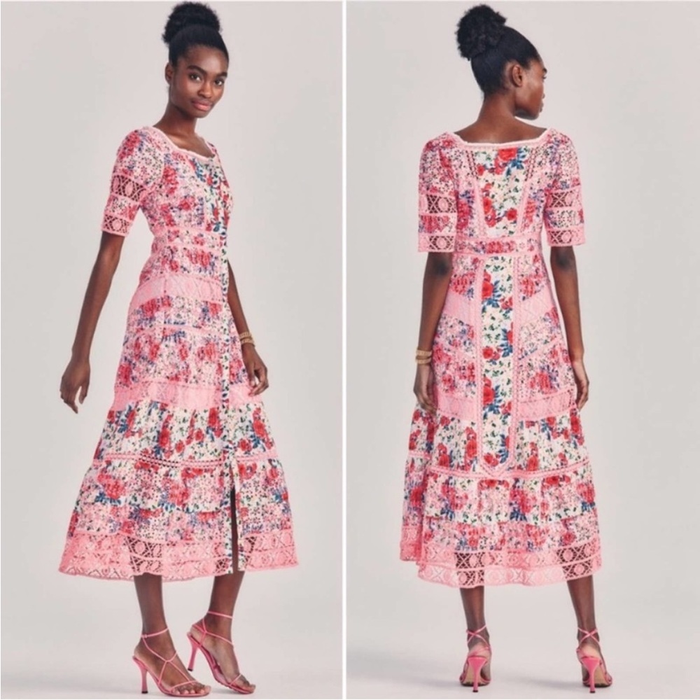 Love Shack Fancy GUC Carmie Victorian Maxi in Rush of Red Embroidery Dress